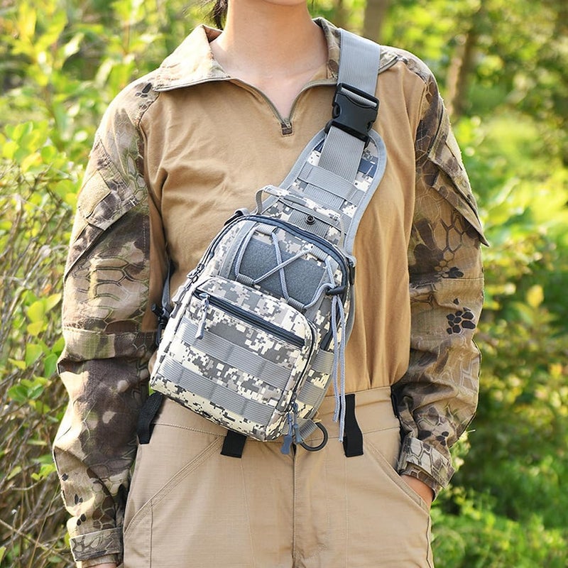 Viriber Tactical Backpack, Waterproof Military Cross-body Molle Sling Shoulder Backpack Chest Bag for Outdoor Every Day Carry Camouflage C - Image 3